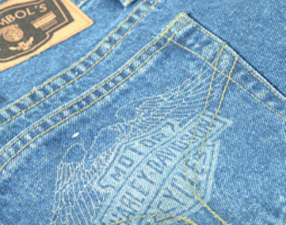 Fiber laser marked jeans