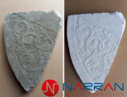 Laser cleaning marble fragment