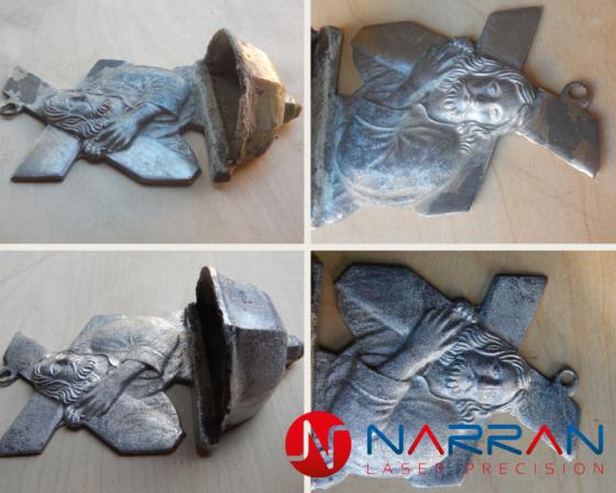 Laser cleaning the tin stoup