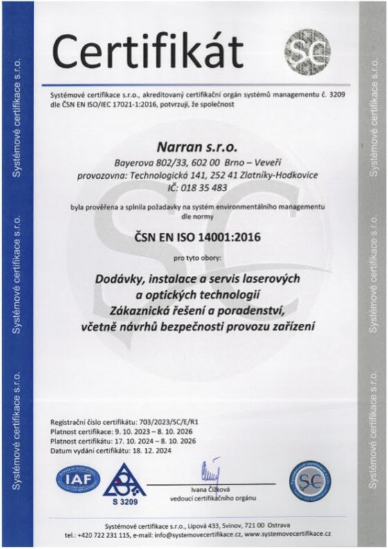 Systémová certifikace Narran