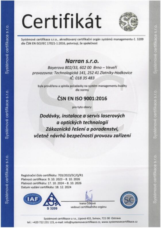 Systémová certifikace Narran